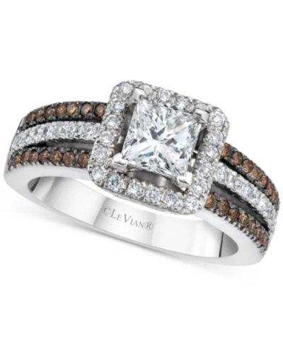 Shop Le Vian Vanilla Diamond (1-1/4 Ct. T.w.) & Chocolate Diamond (1/4 Ct. T.w.) Princess Halo Multirow Ring In 1 In White Gold