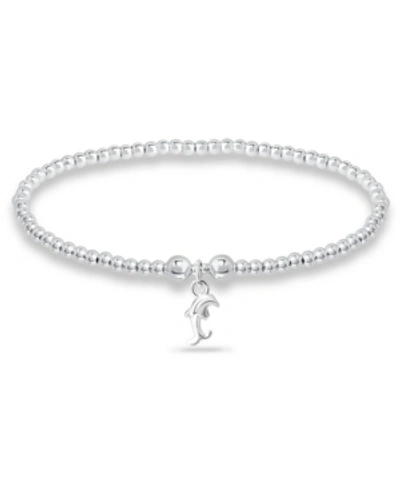 Macy's Bead Dolphin Charm Bracelet In Silver Plate In Silver