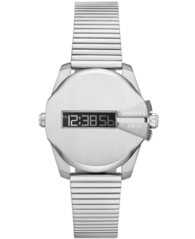 Shop Diesel Men's Baby Chief Digital Silver-tone Stainless Steel Bracelet Watch 32mm