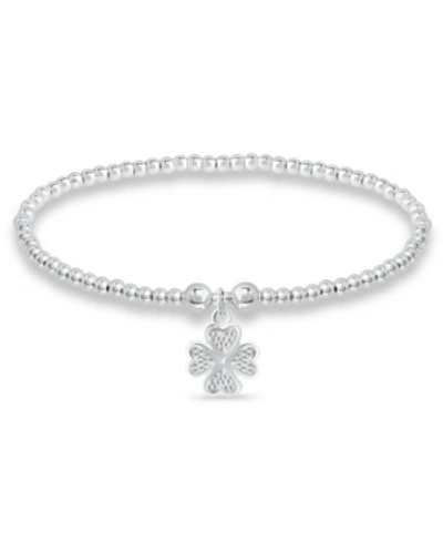 Macy's Bead Flower Charm Bracelet In Silver Plate In Silver