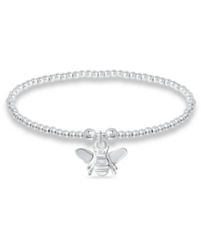 Macy's Bead Butterfly Charm Bracelet In Silver Plate In Silver
