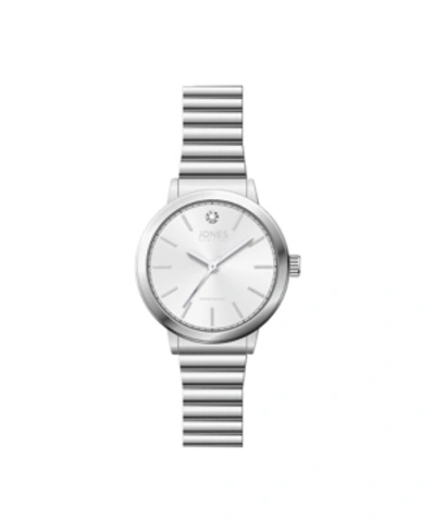 American Exchange Women's Genuine Diamond White Dial Silver-tone Metal Narrow Bracelet Analog Watch 28mm In Silver-tone