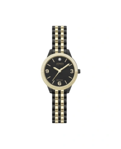 Shop American Exchange Women's Genuine Diamond Gold-tone And Black Multi-link Expansion Metal Bracelet Analog Watch 31mm