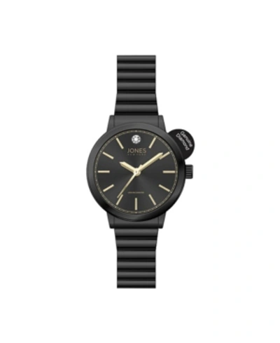 American Exchange Women's Genuine Diamond Black Dial And Metal Narrow Bracelet Analog Watch 28mm In Black