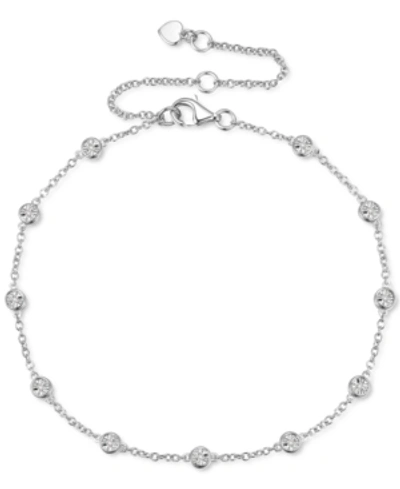 Shop Macy's Diamond Bezel Chain Bracelet (1/10 Ct. T.w.) In Sterling Silver, 14k Gold-plated Sterling Silver Or 
