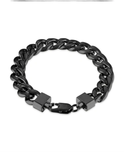 Shop Macy's Men's Cuban Link (11-3/4mm) 8 1/2" Chain Bracelet In Yellow Ip Over Stainless Steel (also In Black I