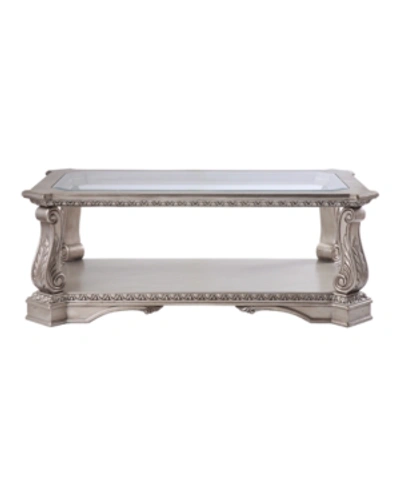 Shop Acme Furniture Northville Coffee Table In Antique Silver-tone And Clear Glass