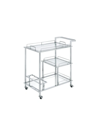 Shop Acme Furniture Splinter Serving Cart In Clear Glass And Chrome Finish