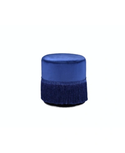 Shop Acme Furniture Clivia Ottoman In Midnight Blue Velvet