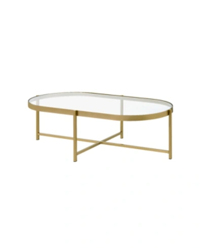Acme Furniture Carrot Coffee Table In Clear Glass And Gold-tone Finish