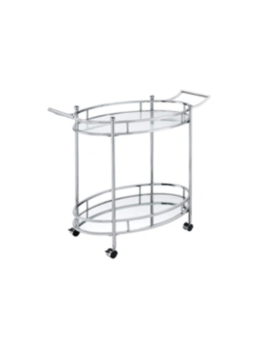 Shop Acme Furniture Jinx Serving Cart In Clear Glass And Chrome Finish