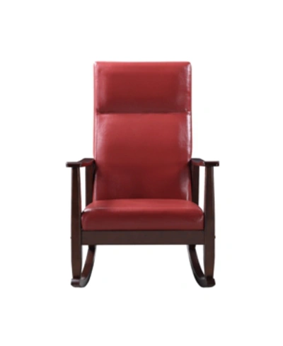 Shop Acme Furniture Raina Rocking Chair In Red Polyurethane And Espresso Finish