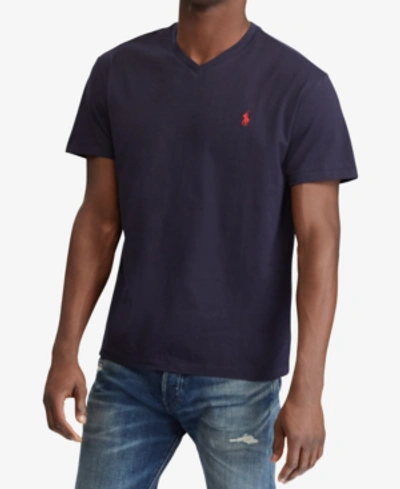 Shop Polo Ralph Lauren Men's Classic-fit V Neck T-shirt In Ink Blue