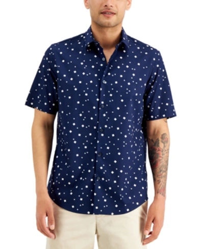 Shop Alfani Men's Abstract Geo Print Shirt, Created For Macy's In Navy