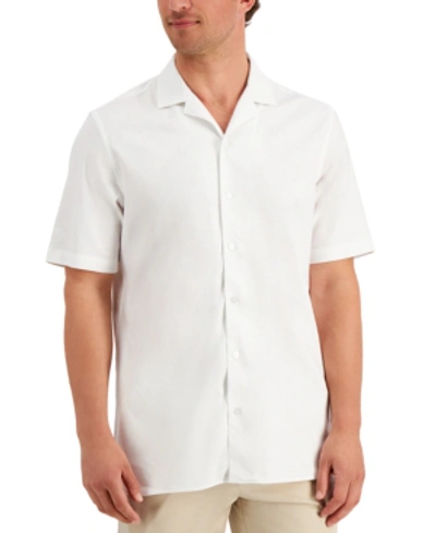 Shop Alfani Men's Solid Camp Shirt, Created For Macy's In Bright White