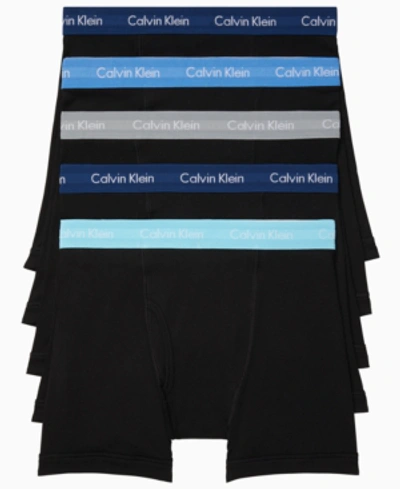 Shop Calvin Klein Men's 5-pack. Cotton Classic Boxer Briefs In Black Bodies W Blue