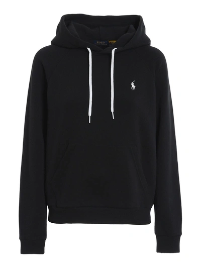 Shop Polo Ralph Lauren Logo Embroidered Hoodie In Black