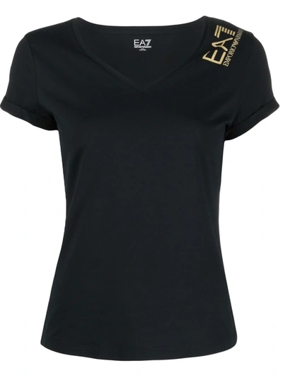Shop Ea7 Logo-print T-shirt In Black