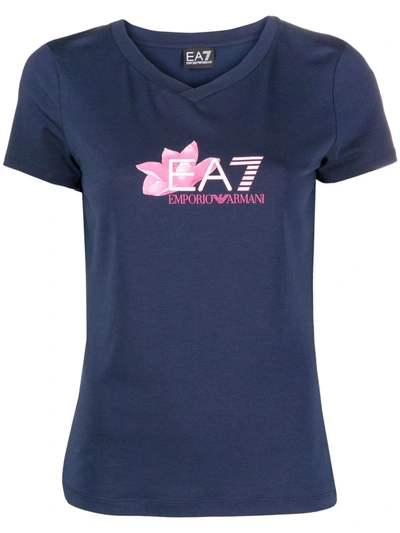Shop Ea7 Logo-print T-shirt In Blue