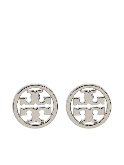 Shop Tory Burch Miller Double-t Stud Earrings In Metallic