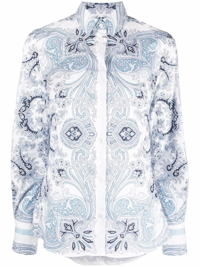 Shop Etro Paisley-print Button-up Shirt In Blue