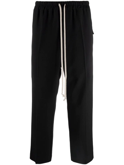 Shop Rick Owens Drawstring-fastening Cropped Tailored Trousers In Black