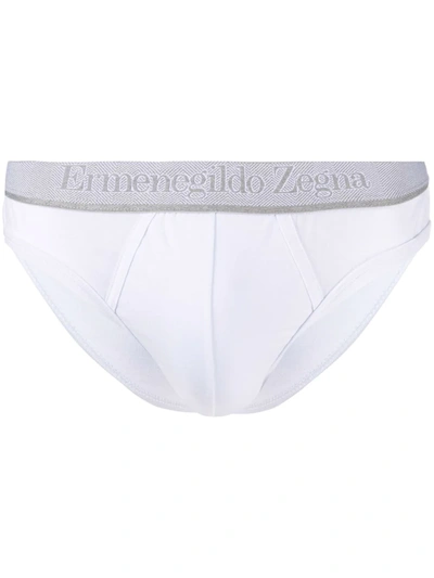 Shop Ermenegildo Zegna Logo-waistband Briefs In White