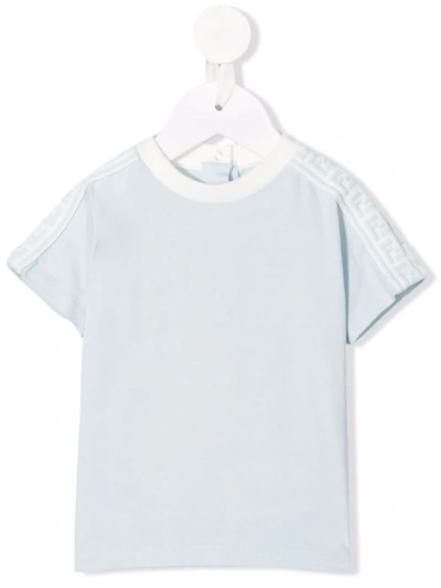 Shop Fendi Logo-tape T-shirt In Blue