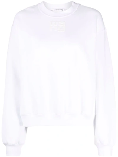 Shop Alexander Wang T Logo-print Long-sleeve Sweatshirt In White