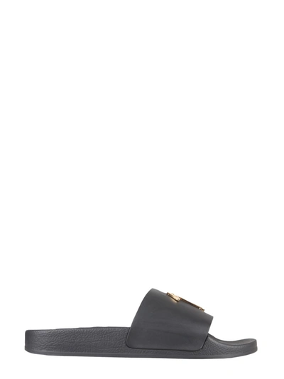 Shop Giuseppe Zanotti Brett Slide Sandals With Logo In Black