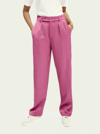 Shop Scotch & Soda High Rise Wide Legged Trousers In Purple