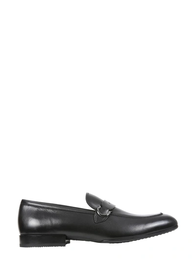 Shop Ferragamo Loafers With Logo And Hooks In Nero