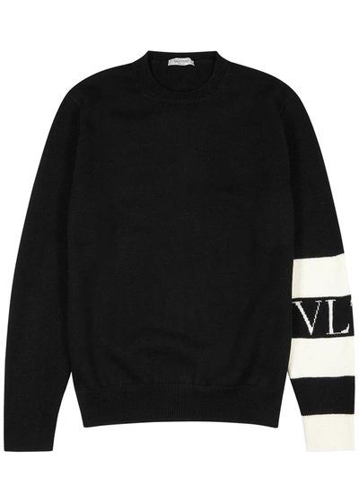 Shop Valentino Vltn Black Striped Wool Jumper