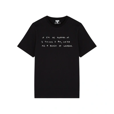 Shop Loewe Black Printed Cotton T-shirt