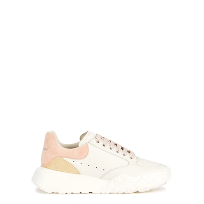 Shop Alexander Mcqueen Court White Panelled Leather Sneakers