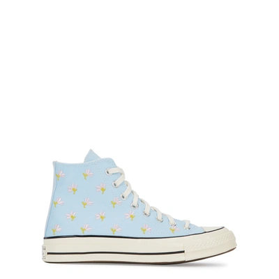 Shop Converse Chuck 70 Embroidered Canvas Hi-top Sneakers In Light Blue