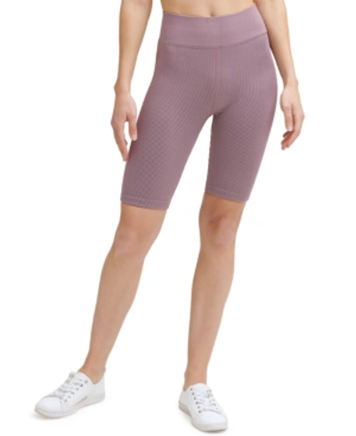 Shop Calvin Klein Performance Ribbed High-waist Bike Shorts In Stardust