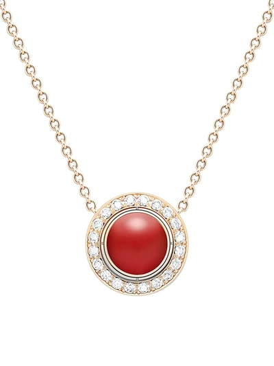 Shop Piaget Women's Possession 18k Rose Gold, Carnelian & Diamond Pendant Necklace In Red