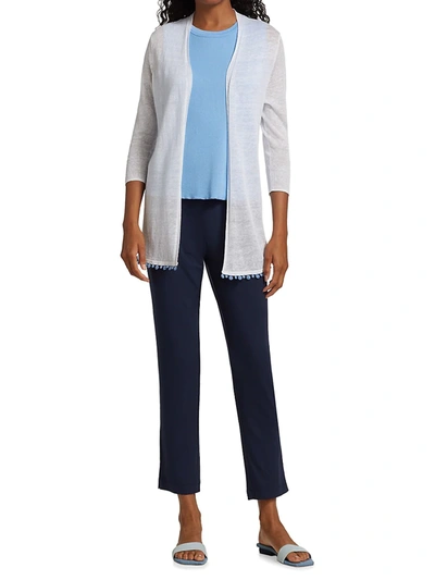 Shop Nic + Zoe Pom-pom Open-front Cardigan In Paper White