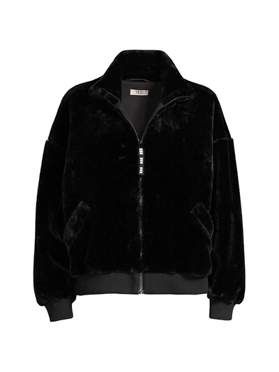 Shop Ugg Women's Laken Zip-up Jacket In Black
