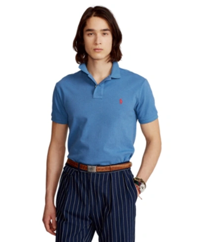 Shop Polo Ralph Lauren Men's Custom Slim Fit Mesh Polo In Delta Blue