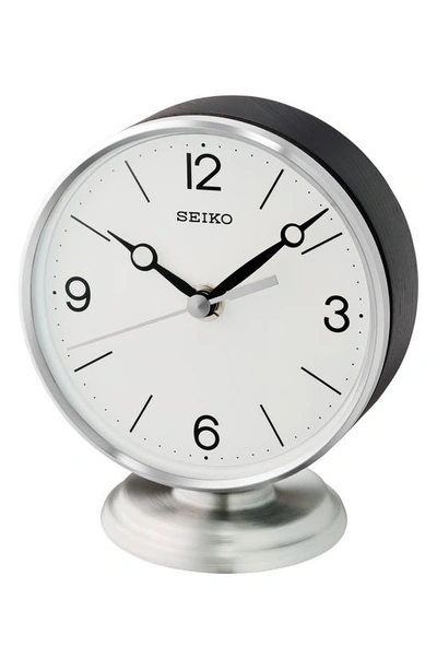 Shop Seiko Hutton Table Clock In Black And Silver