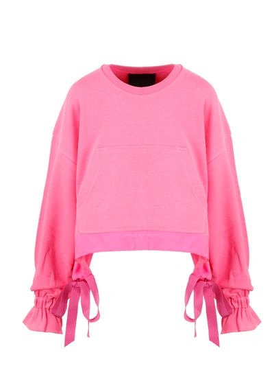 Shop Red Valentino Drawstring Crop Sweatshirt In Pink & Purple