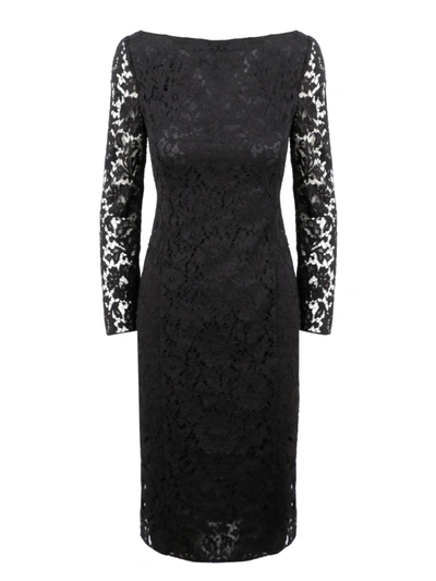 Shop Valentino Heavy Lace Dress In Black