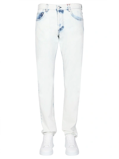 Shop Alexander Mcqueen Slim Fit Jeans In Bianco