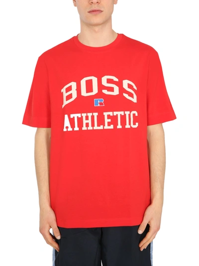Hugo Boss Boss X Russell Athletic Logo T-shirt In Red | ModeSens