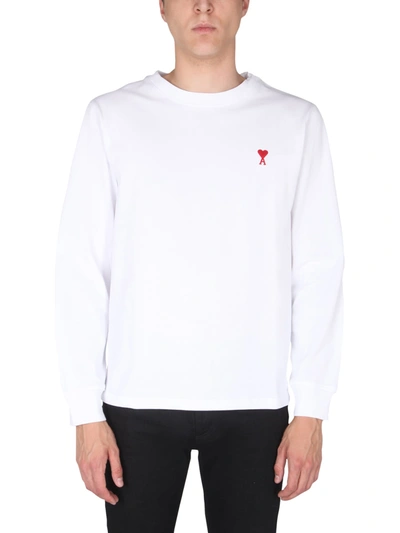 Shop Ami Alexandre Mattiussi Heart Relaxed Fit Sweatshirt In Bianco