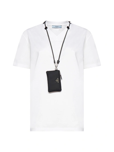 Shop Prada T-shirt In Bianco Nero