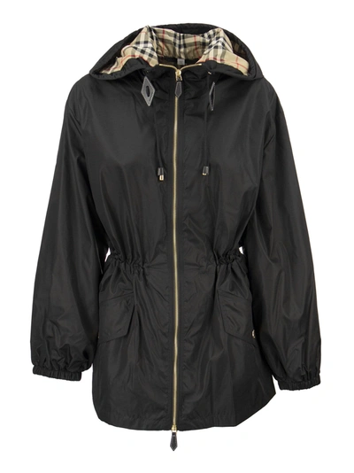 Shop Burberry Binham - Lightweight Econyl® Hooded Jacket In Black