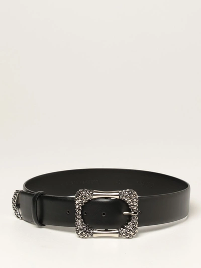 Shop Alberta Ferretti Belt  Leather Belt With Maxi Buckle In Black